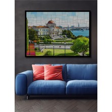 Çerçeve Görünümlü Istanbul Beylerbeyi Sarayı Pastel Boya Görünümlü Dekoratif Ahşap Ofis Kare Tablo