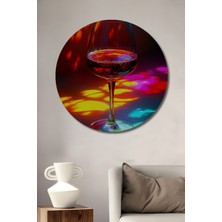 Kadeh Dolusu Renk Cümbüşü Yağlı Boya Görünümlü Ev/işyeri/ofis Dekoratif Ahşap Yuvarlak Tablo