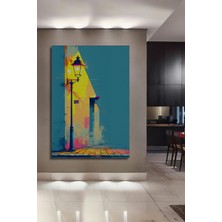 Sokak Lambası Modern Sanat Yağlı Boya Görünümlü Dekoratif Ahşap Ev/işyeri/ofis Kare Tablo