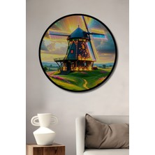 Çerçeve Görünümlü Işıltılı Rüzgar Gülü Masalı Dekoratif Ahşap Ev/işyeri/ofis Yuvarlak Tablo