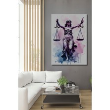Adalet Tanrıçası Terazisi Sulu Boya Görünümlü Dekoratif Ahşap Ev/işyeri/ofis Kare Tablo