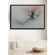 Çerçeve Görünümlü Uçan Beyaz Güvercin Sulu Boya Görünümlü Dekoratif Ahşap Ev/işyeri/ofis Kare Tablo