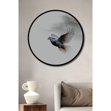 Çerçeve Görünümlü Uçan Güvercin Yağlı Boya Görünümlü Dekoratif Ahşap Ev/işyeri/ofis Yuvarlak Tablo