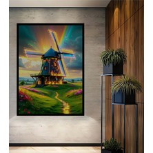 Çerçeve Görünümlü Işıltılı Rüzgar Gülü Masalı Dekoratif Ahşap Ev/işyeri/ofis Kare Tablo