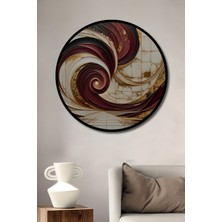 Çerçeve Görünümlü Altın Dokunuşlu Modern Sanat Girdabı Dekoratif Ahşap Işyeri/ofis Yuvarlak Tablo