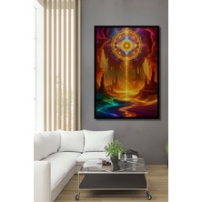 Çerçeve Görünümlü Altın Çağlayan Soyut Sanat Dekoratif Ahşap Ev/işyeri/ofis Kare Tablo