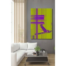 Neon Mor Soyut Merdivenler Yağlı Boya Görünümlü Dekoratif Ahşap Ev/işyeri/ofis Kare Tablo