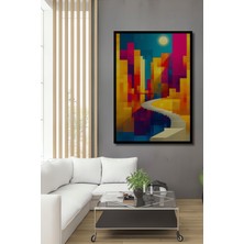 Çerçeve Görünümlü Gökdelenler ve Merdivenler Soyut Sanat Ev/işyeri/ofis Dekoratif Ahşap Kare Tablo