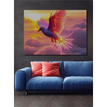 Neon Işıltılı Güvercin Yağlı Boya Görünümlü Dekoratif Ahşap Ev/işyeri/ofis Kare Tablo