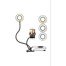 Belirtilmemiş Youtuber LED Tripod Işıklı Telefon Tutucu Makyaj Işığı Ring Light 10 İnç + 2.1 M Tripod