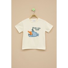 Krem Denizaltı Baskılı Erkek Bebek Kısa Kol Tişört 20939
