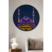 Çerçeve Görünümlü Istanbul Sultanahmet Camii Pastel Boya Görünümlü Ofis Ahşap Yuvarlak Tablo