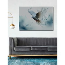 Beyaz Güvercin Sulu Boya Görünümlü Dekoratif Ahşap Ev/işyeri/ofis Kare Tablo