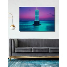 Neon Işıklı Deniz Feneri Modern Sanat Dekoratif Ahşap Ev/işyeri/ofis Kare Tablo