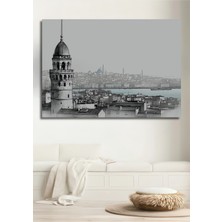 Galata Kulesi Istanbul Kara Kalem Görünümlü Dekoratif Ahşap Ev/işyeri/ofis Kare Tablo