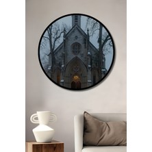 Çerçeve Görünümlü Gotik Katedral Gizemi Dekoratif Ahşap Ev/işyeri/ofis Yuvarlak Tablo