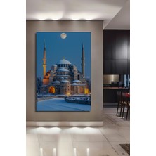 Ayasofya Camii Kar Manzaralı Yağlı Boya Görünümlü Dekoratif Ahşap Ev/işyeri/ofis Kare Tablo