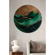 Altın Dokunuşlu Yeşil Mermer Desenli Modern Sanat Dekoratif Ahşap Ev/işyeri/ofis Yuvarlak Tablo