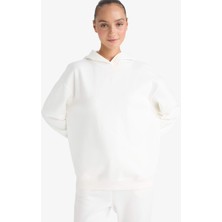 DeFacto Relax Fit Kapüşonlu Basic Düz Kalın Sweatshirt D9935AX25WN