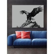Kara Kalem Görünümlü Kartalın Zirve Dansı Dekoratif Ahşap Ev/işyeri/ofis Kare Tablo