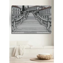 Kara Kalem Klasik Merdiven Sanatı Dekoratif Ahşap Ev/işyeri/ofis Kare Tablo