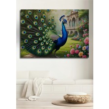 Yağlı Boya Görünümlü Cennet Kuşu ve Çiçek Bahçesi Dekoratif Ahşap Ev/işyeri/ofis Kare Tablo