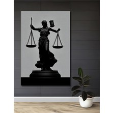 Adalet Tanrıçası Temalı Siyah Beyaz Dekoratif Ahşap Ev/işyeri/ofis Kare Tablo