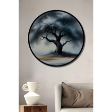 Çerçeve Görünümlü Büyülü Ağaç Sulu Boya Görünümlü Dekoratif Ahşap Ev/işyeri/ofis Yuvarlak Tablo