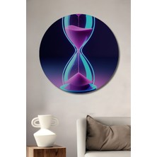 Neon Kum Saati Zamanı Durduran Modern Sanat Ev/işyeri/ofis Dekoratif Ahşap Yuvarlak Tablo