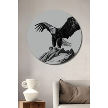 Kara Kalem Görünümlü Kartalın Zirve Dansı Dekoratif Ahşap Ev/işyeri/ofis Yuvarlak Tablo
