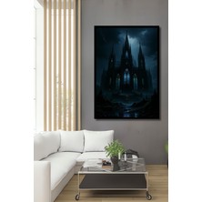 Çerçeve Görünümlü Gotik Katedral Yağlı Boya Görünümlü Dekoratif Ahşap Ev/işyeri/ofis Kare Tablo