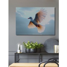 Uçan Beyaz Güvercin Yağlı Boya Görünümlü Dekoratif Ahşap Ev/işyeri/ofis Kare Tablo