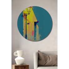 Sokak Lambası Modern Sanat Yağlı Boya Görünümlü Dekoratif Ahşap Ev/işyeri/ofis Yuvarlak Tablo