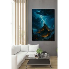 Kıyamet Gününde Yanan Kaleler Yağlı Boya Görünümlü Ev/işyeri/ofis Dekoratif Ahşap Kare Tablo