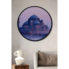 Çerçeve Görünümlü Istanbul Sultanahmet Camii Pastel Boya Görünümlü Ahşap Ofis Yuvarlak Tablo