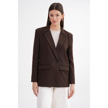 4516 Kadın Bezayağı Blazer Ceket Kahve