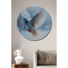 Kar Beyaz Güvercin Pastel Boya Görünümlü Ev/işyeri/ofis Dekoratif Ahşap Yuvarlak Tablo