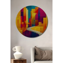 Gökdelenler ve Merdivenler Soyut Sanat Ev/işyeri/ofis Dekoratif Ahşap Yuvarlak Tablo
