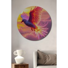 Neon Işıltılı Güvercin Yağlı Boya Görünümlü Dekoratif Ahşap Ev/işyeri/ofis Yuvarlak Tablo
