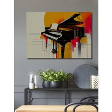 Modern Sanat Piyano Şöleni Yağlı Boya Görünümlü Dekoratif Ahşap Ev/işyeri/ofis Kare Tablo