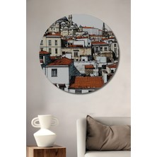 Istanbul Panorama Kara Kalem Görünümlü Dekoratif Ahşap Ev/işyeri/ofis Yuvarlak Tablo