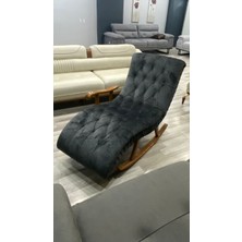 Most Woodarm Pro Sırt Mekanizmalı %100 Ağaç Sallanır Koltuk Antrasit Kadife Kumaş (Evinize Teslim)
