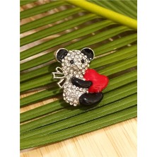 Monalisa Home Kırmızı Kalpli Ayıcık  Figürlü Broş