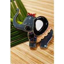 Monalisa Home Gri Fil  Figürlü Broş