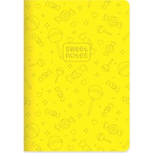 Çizgili  Termo Deri ve Sert Kapak  Neon Şeker Defter 14 x 20 cm - Sarı