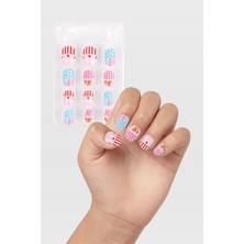 Le Mabelle Çok Renkli Çizgili Desenli Kız Çocuk Takma Tırnak