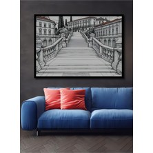 Çerçeve Görünümlü Kara Kalem Klasik Merdiven Sanatı Dekoratif Ahşap Ev/işyeri/ofis Kare Tablo