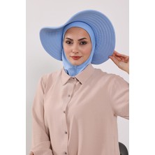 Aisha's Design Çıkarılabilir Arkası Fiyonklu Şapkalı Ninja Bone Türban,S-5,Mavi