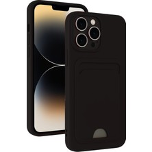 Mobicas Apple iPhone 13 Pro Max Uyumlu Kartlıklı Kelvin Kapak Siyah