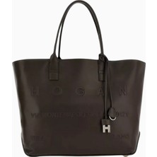 Hogan Medium Script Kahverengi Deri, Zarif ve Lüks Tote Çanta, Günlük Şehir Stili